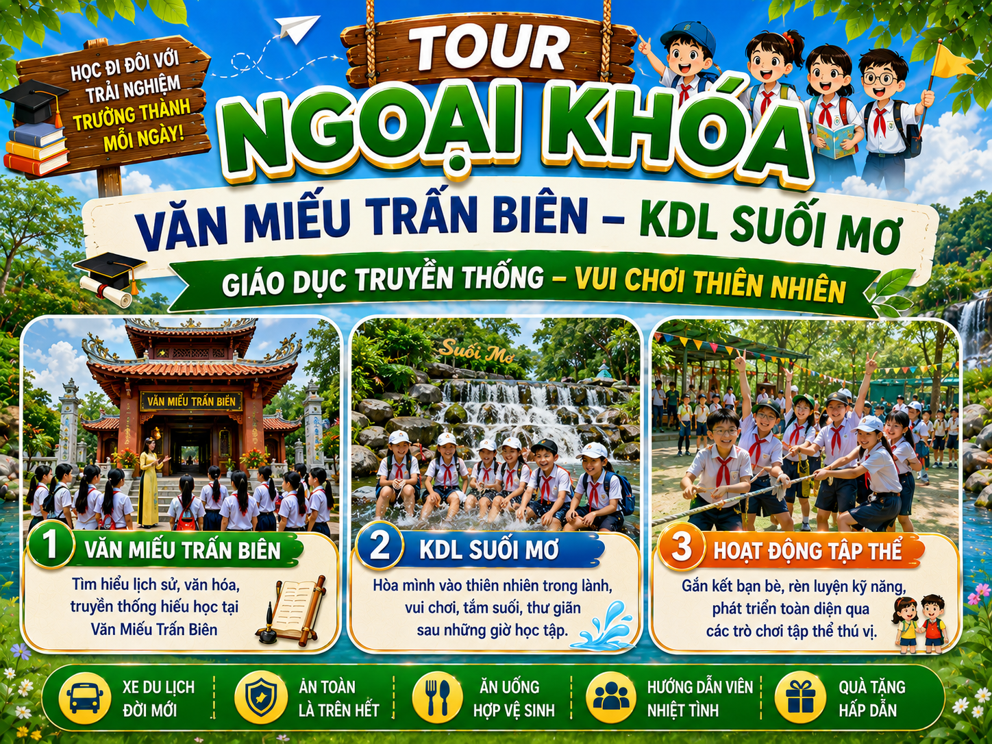 TOUR NGOẠI KHÓA VĂN MIẾU TRẤN BIÊN – KDL SUỐI MƠ | GIÁO DỤC TRUYỀN THỐNG – VUI CHƠI THIÊN NHIÊN